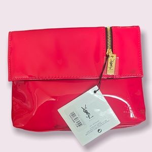 Yves Saint Laurent YSL Beauty Cosmetic Makeup Pouch Fuchsia Pink Clutch Bag